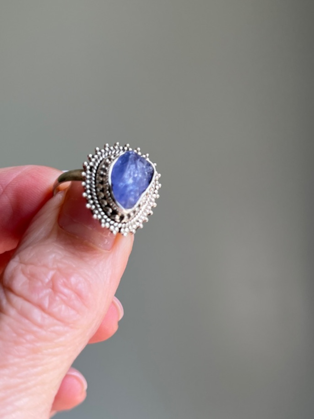 Raw Tanzanite Sterling Silver Gemstone Ring